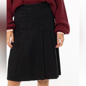 Dress blank Black Women's half pleat cargo Skirt